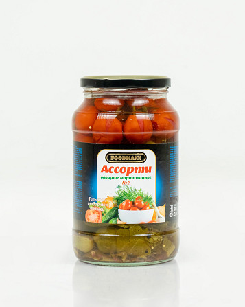 Marinated assortment №2 (cucumbers, tomatoes), glass jars 1l Tashkent - photo 1